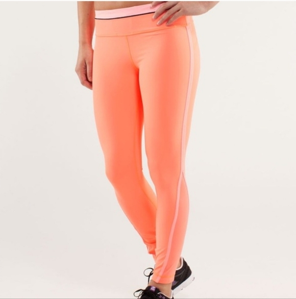 lululemon athletica Pants - Lululemon Run Pace Tight Pop Orange / Bleached Coral Size 4